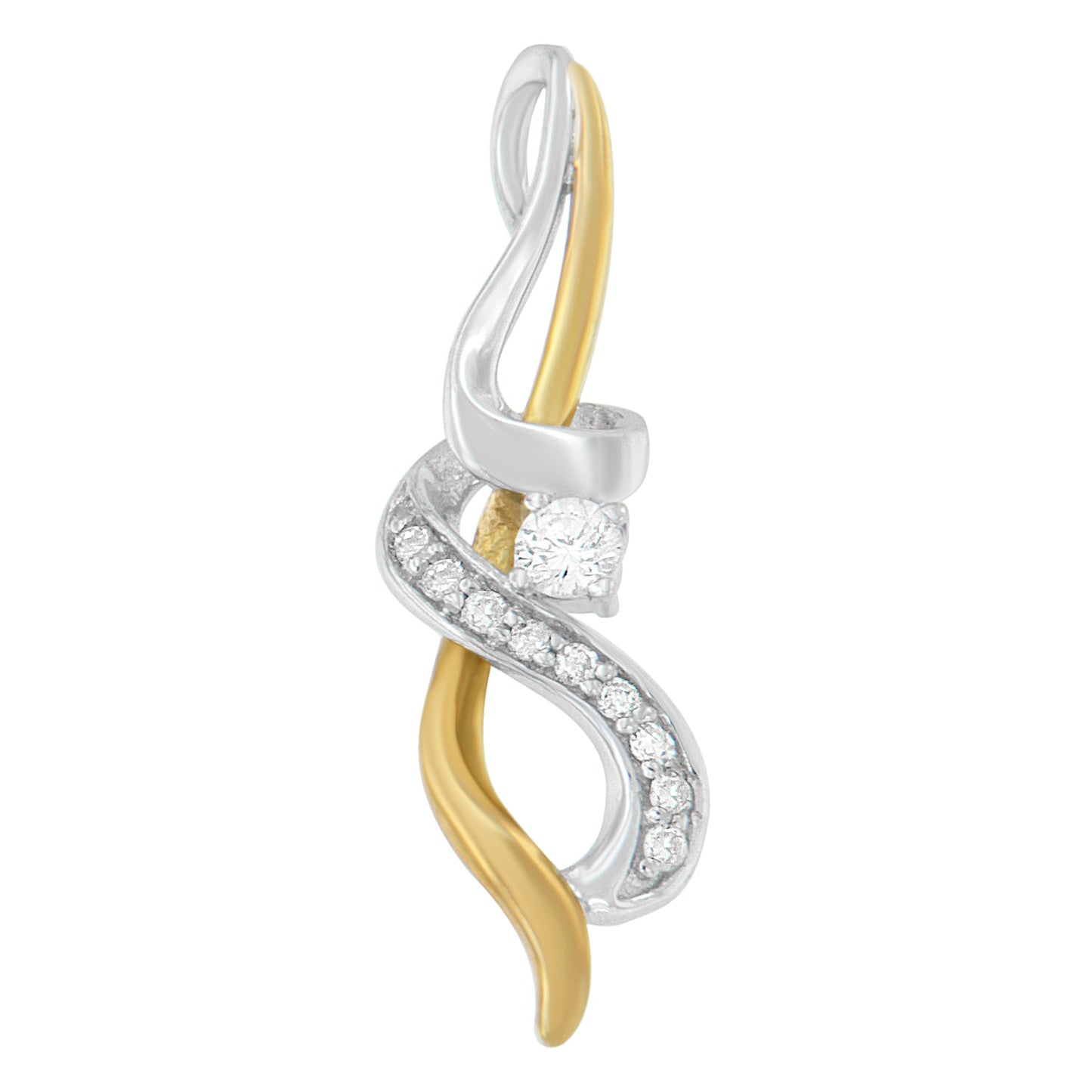 Collar con colgante de espiral entrelazada de oro de dos tonos de 10K y 0,20 cttw de diamante Espira (J-K, I1-I2)