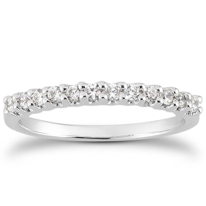 Anillo de boda de diamantes con engaste de fantasía en U y garras compartidas de oro blanco de 14k