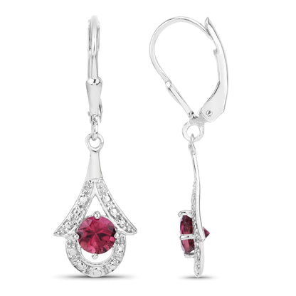 Aretes de Plata Esterlina .925 con Turmalina Rosa Genuina de 1.20 Quilates
