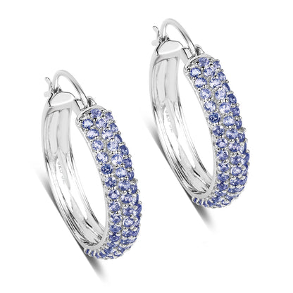 Pendientes de plata de ley .925 con tanzanita genuina de 3.06 quilates