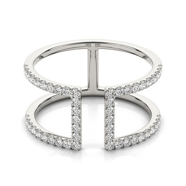 Anillo de diamantes de estilo moderno de doble banda de oro blanco de 14 quilates (1/2 quilate total)