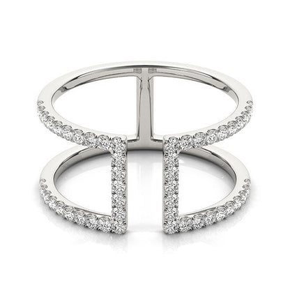 Anillo de diamantes de estilo moderno de doble banda de oro blanco de 14 quilates (1/2 quilate total)