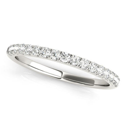 Anillo de boda con diamantes de oro blanco de 14k y engaste festoneado (1/3 cttw)