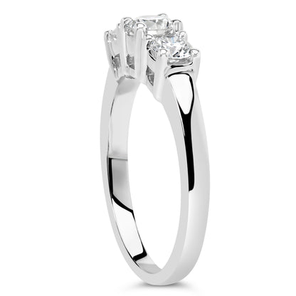 Anillo de oro blanco de 14K con 3 diamantes creados en laboratorio de 3/4 Cttw (color F-G, claridad VS2-SI1) - Talla 7
