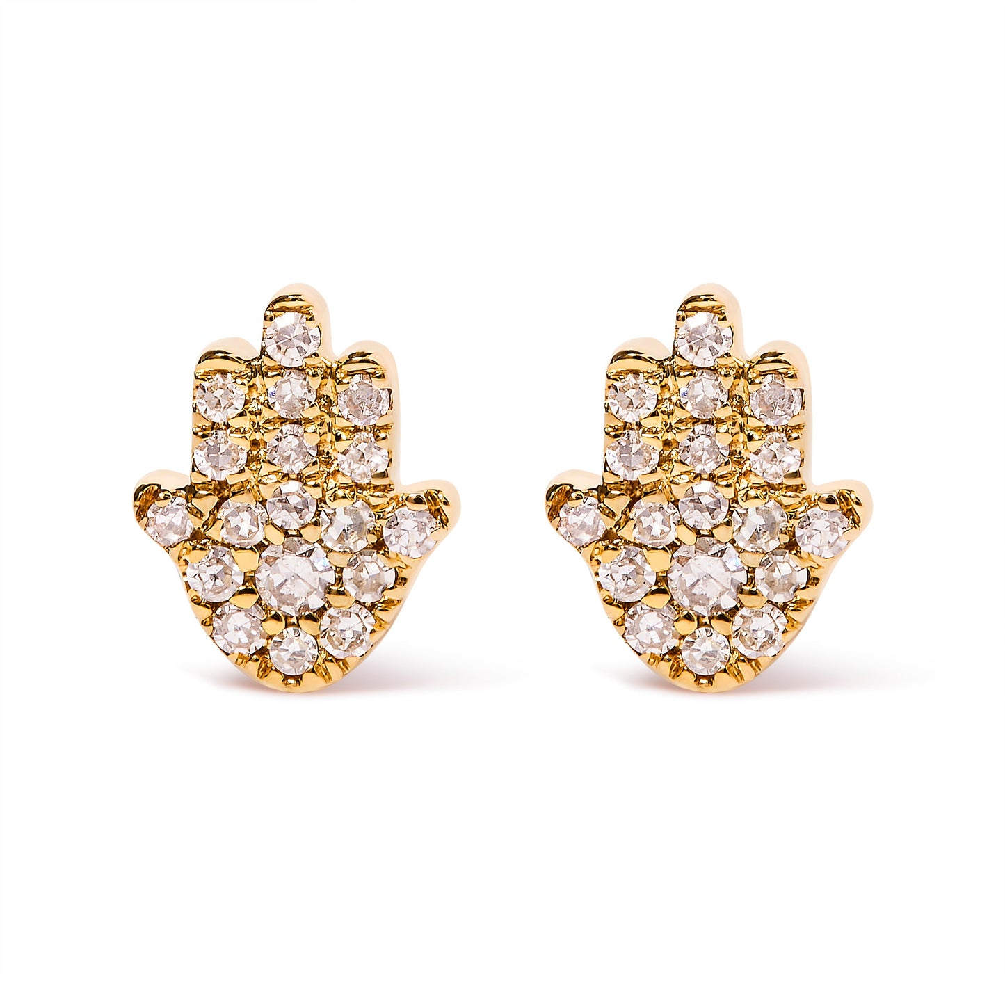 Pendientes de botón Jamsa con acento de diamante en oro amarillo de 10 K (color H-I, claridad I1-I2)