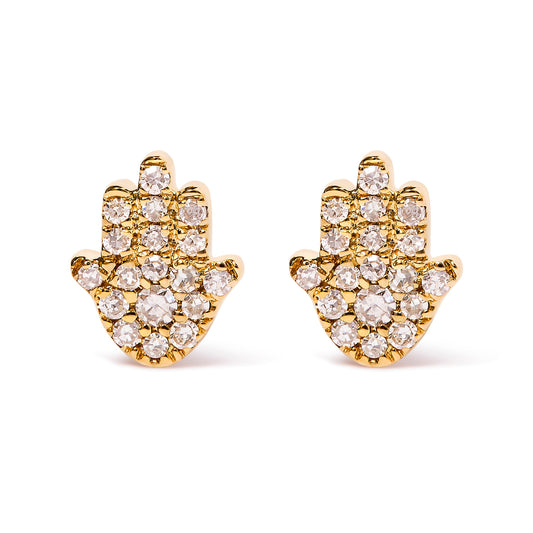 Pendientes de botón Jamsa con acento de diamante en oro amarillo de 10 K (color H-I, claridad I1-I2)