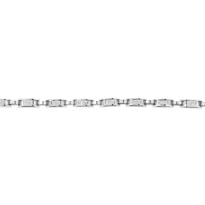 14K White Gold 1.00 Cttw Princess-Cut Diamond Link Bracelet (I-J Color, I1-I2 Clarity) - Size 7.25