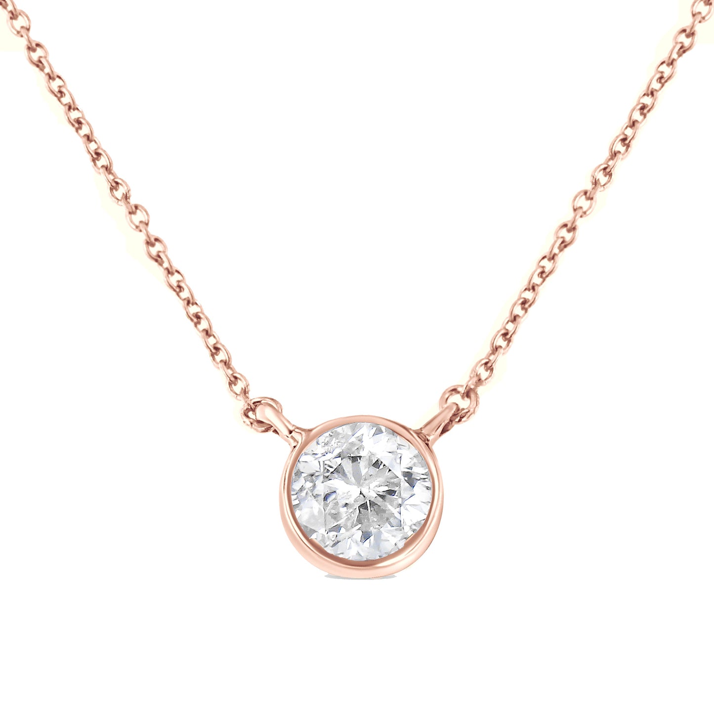 Collar con colgante biselado de diamantes de 0,50 quilates en plata de ley .925 de 45,72 cm (color I-J, claridad I2-I3)