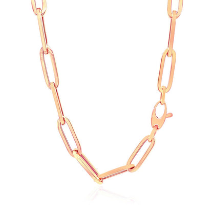 Cadena de eslabones anchos (6,1 mm) de oro rosa de 14K