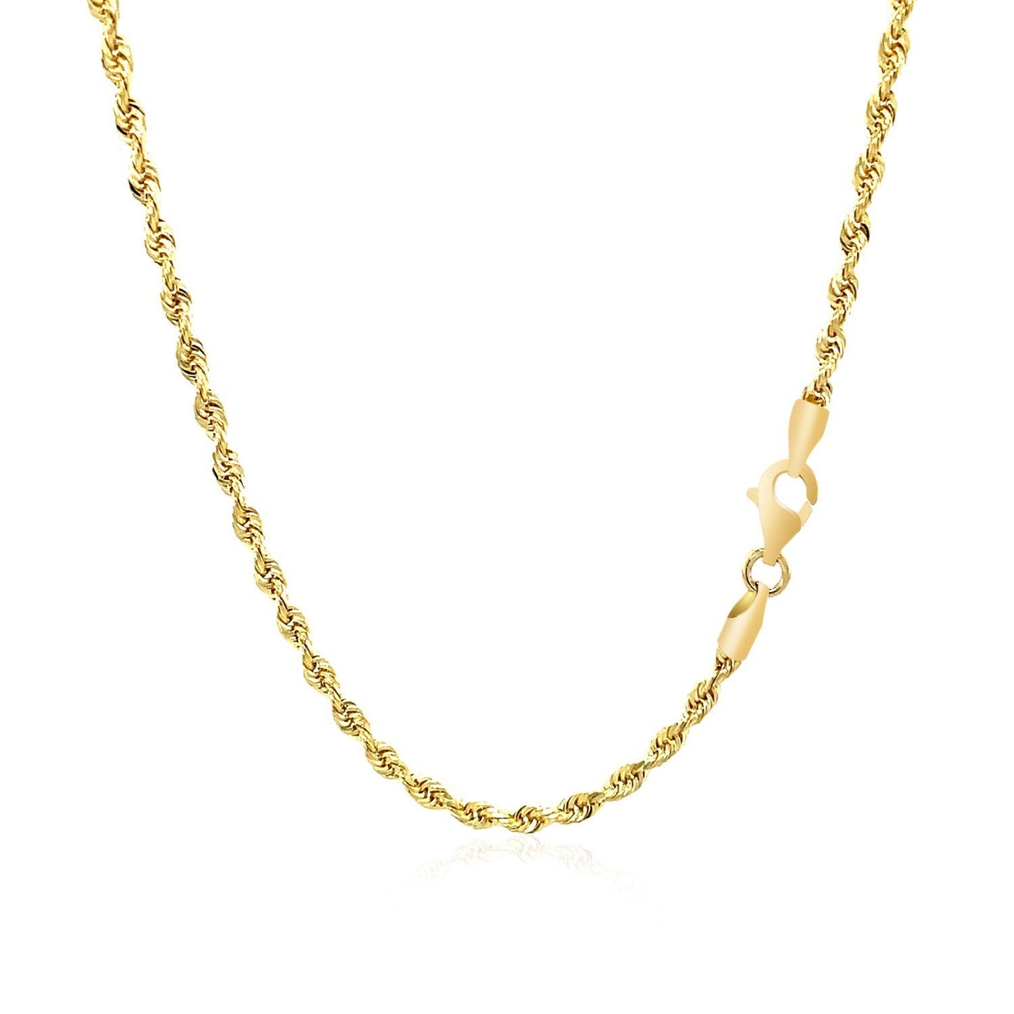 Cadena de soga de oro amarillo macizo de 10k y 2.5 mm con corte de diamante
