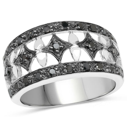 Anillo de plata esterlina .925 con diamante negro auténtico de 0.29 quilates