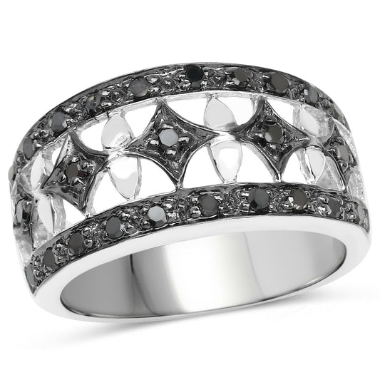 Anillo de plata esterlina .925 con diamante negro auténtico de 0.29 quilates