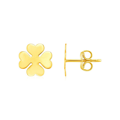 Pendientes de trébol de cuatro hojas de oro amarillo de 14 quilates