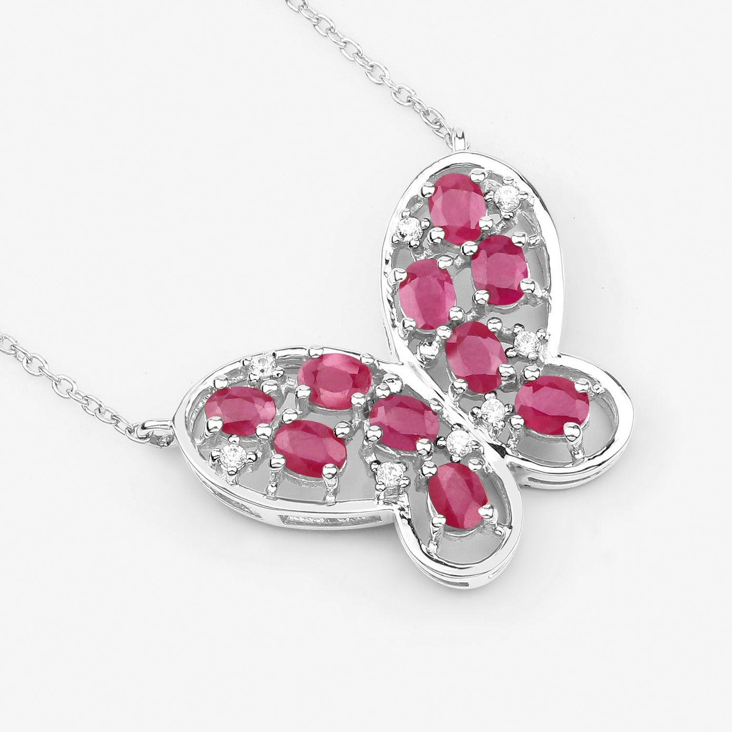 Collar de plata de ley .925 con rubí genuino de 2.36 quilates y circonitas blancas