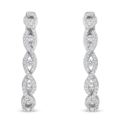 Pendientes de aro de oro blanco de 10K con diamantes (1 1/2 cttw, color H-I, claridad I1-I2)