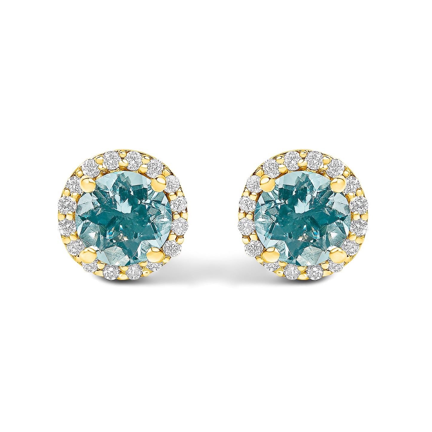 Pendientes de oro blanco de 10K con amatista morada y halo de diamantes de 1/6 Cttw