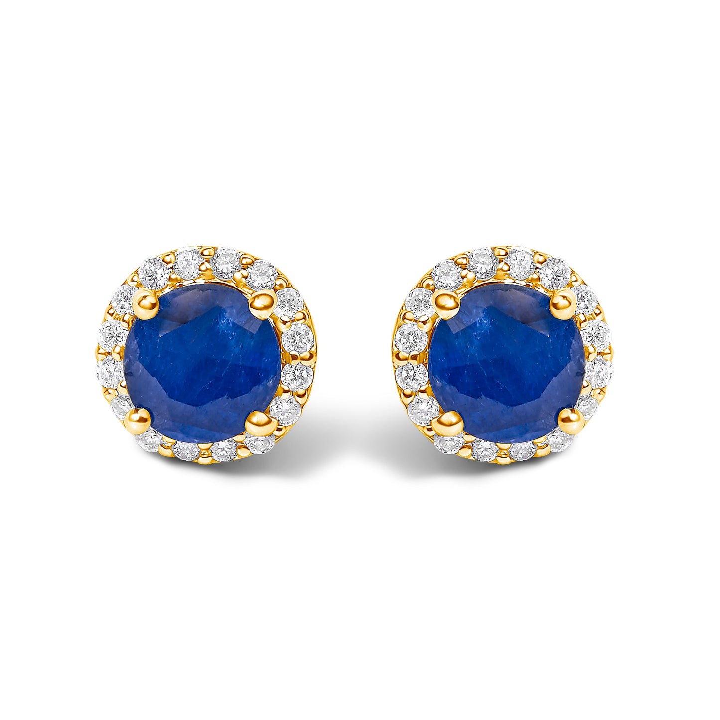 Pendientes de oro blanco de 10K con amatista morada y halo de diamantes de 1/6 Cttw