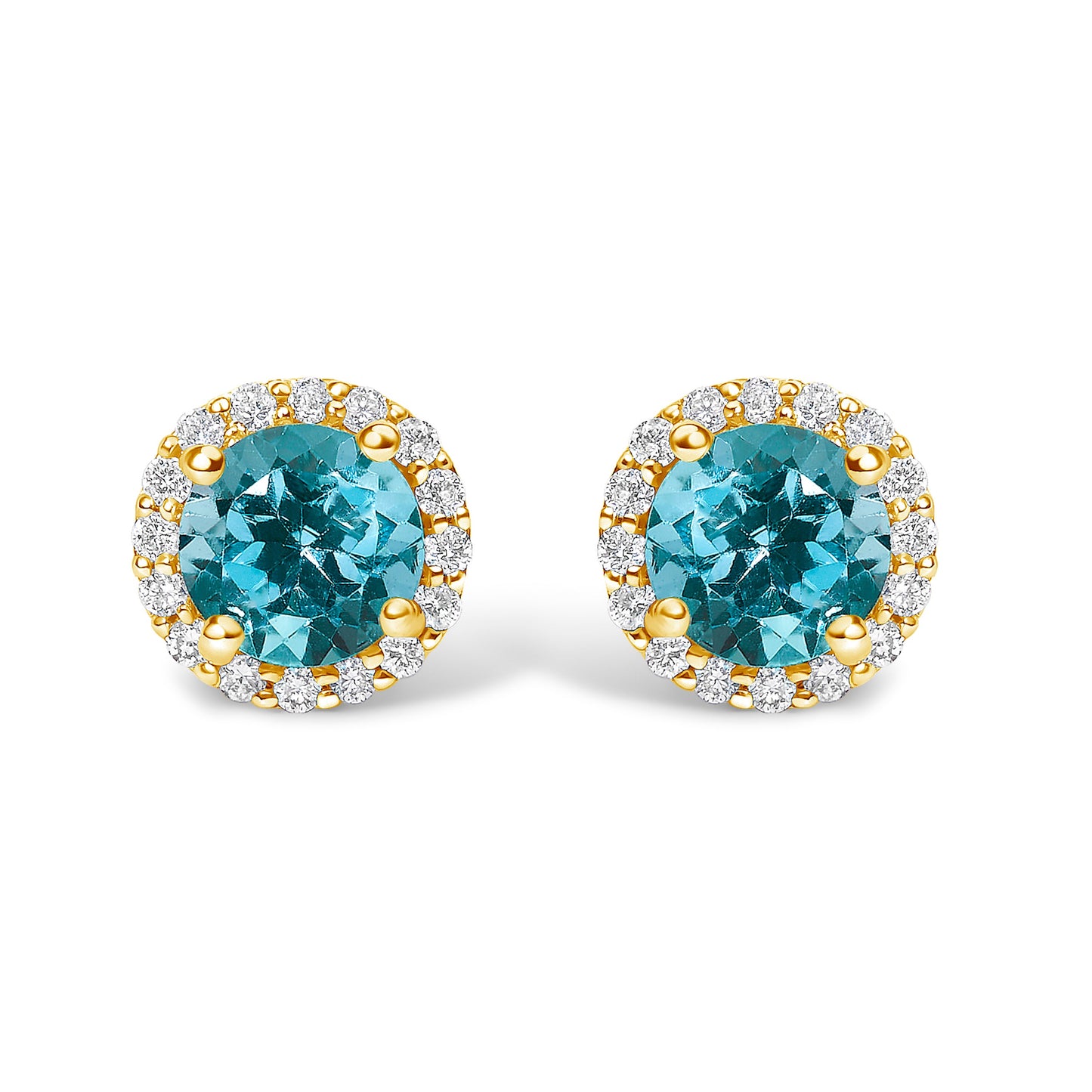 Pendientes de oro blanco de 10K con amatista morada y halo de diamantes de 1/6 Cttw