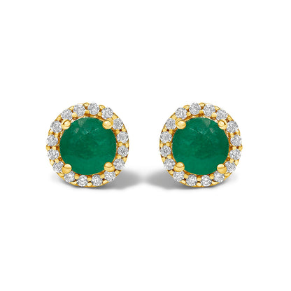 Pendientes de oro blanco de 10K con amatista morada y halo de diamantes de 1/6 Cttw