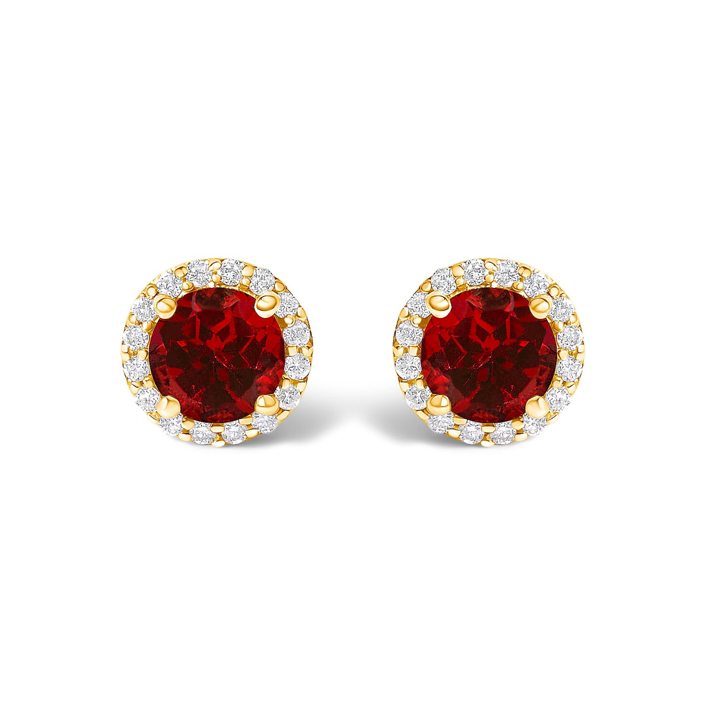 Pendientes de oro blanco de 10K con amatista morada y halo de diamantes de 1/6 Cttw