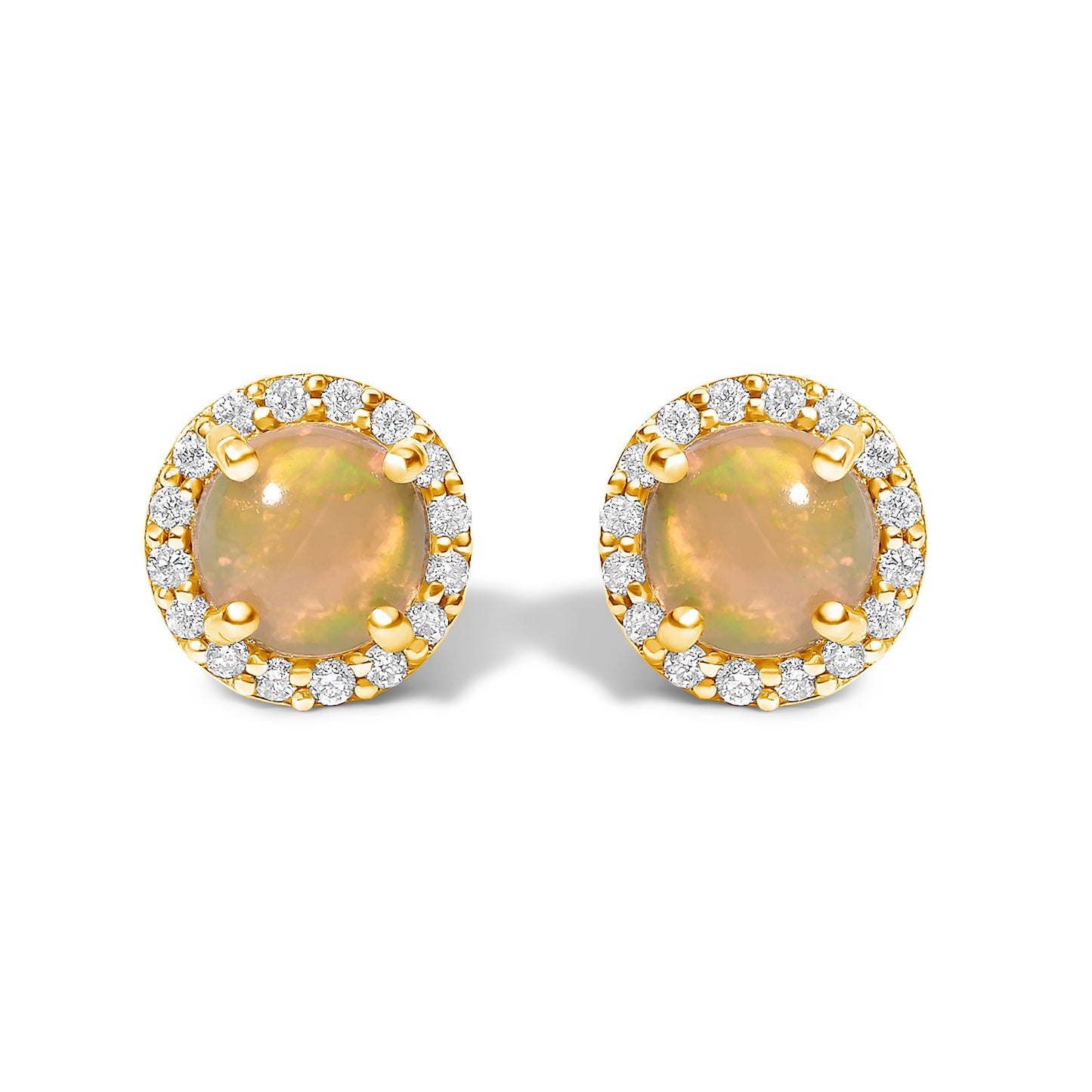 Pendientes de oro blanco de 10K con amatista morada y halo de diamantes de 1/6 Cttw