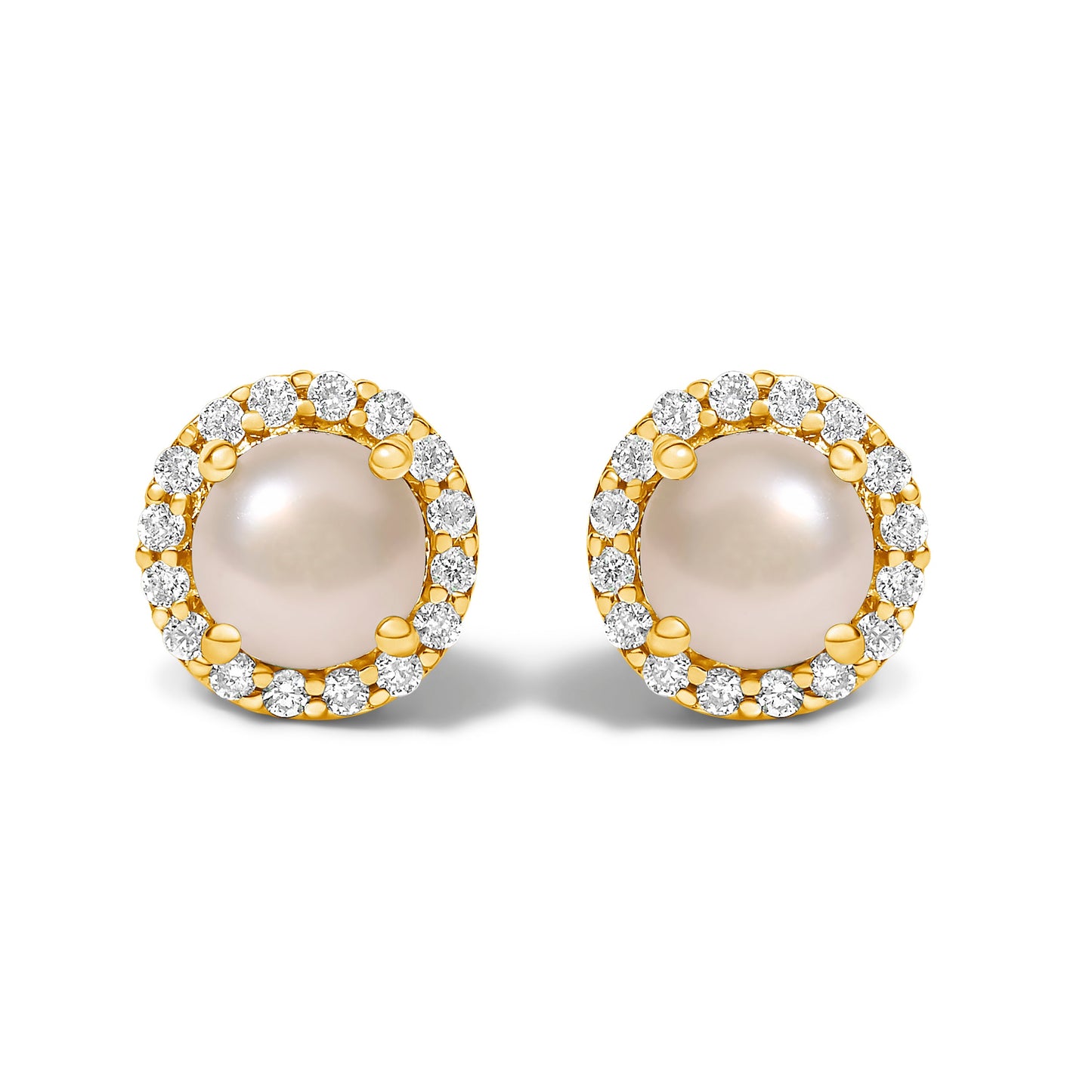 Pendientes de oro blanco de 10K con amatista morada y halo de diamantes de 1/6 Cttw