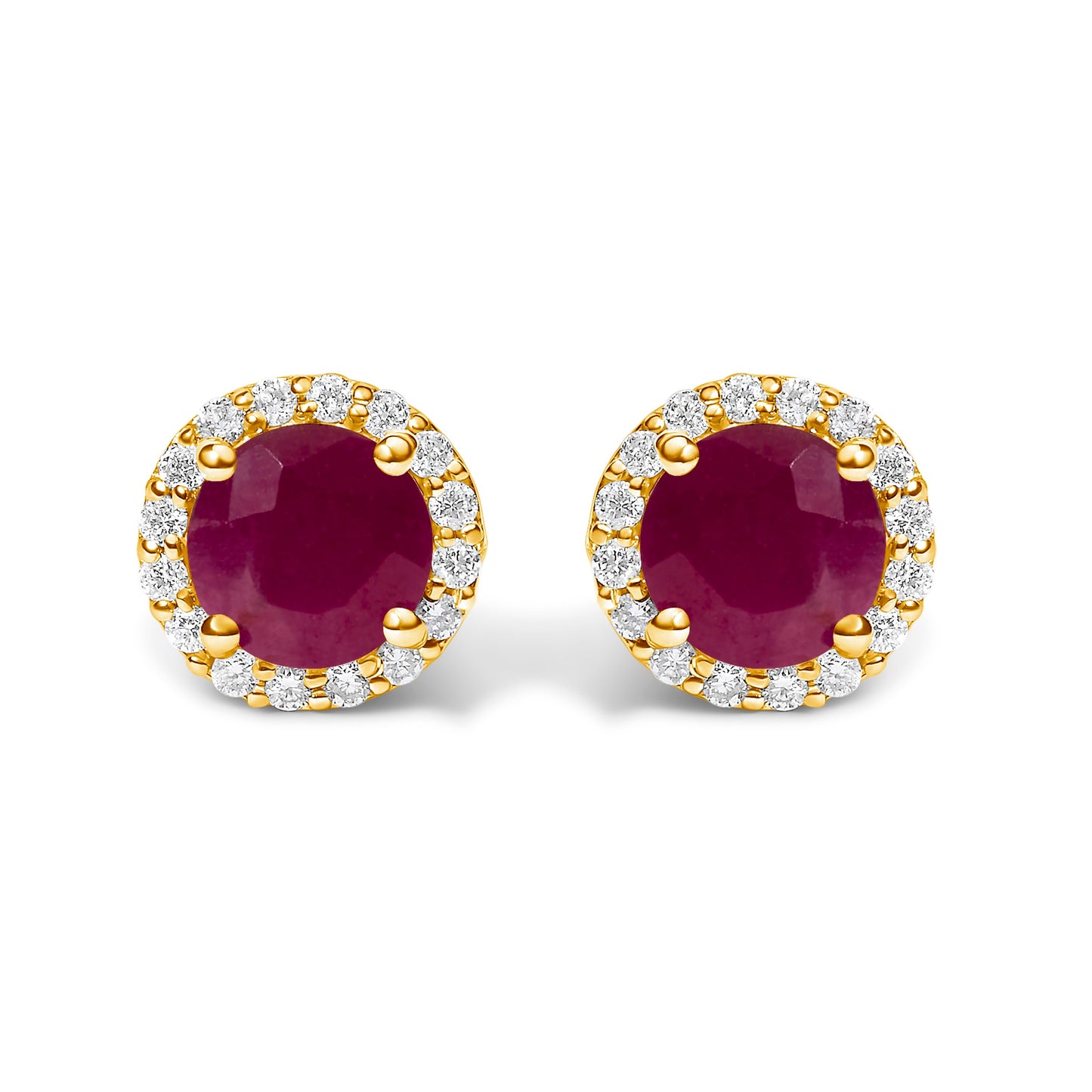 Pendientes de oro blanco de 10K con amatista morada y halo de diamantes de 1/6 Cttw