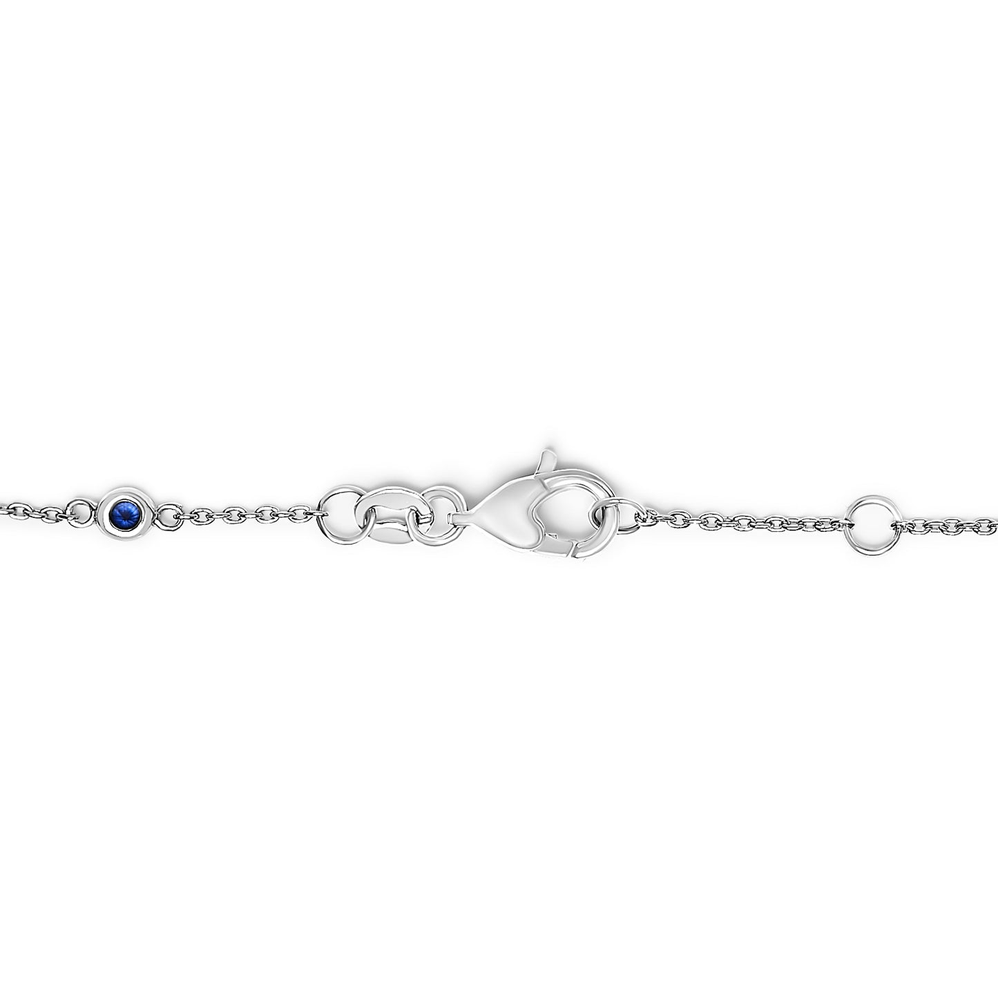 Pulsera de cadena con alternancia de zafiros azules y diamantes blancos engastados en bisel de oro blanco de 14 quilates (color I-J, claridad SI2-I1) - 8 pulgadas