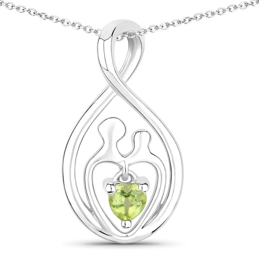 Colgante de plata de ley .925 con peridoto auténtico de 0,15 quilates