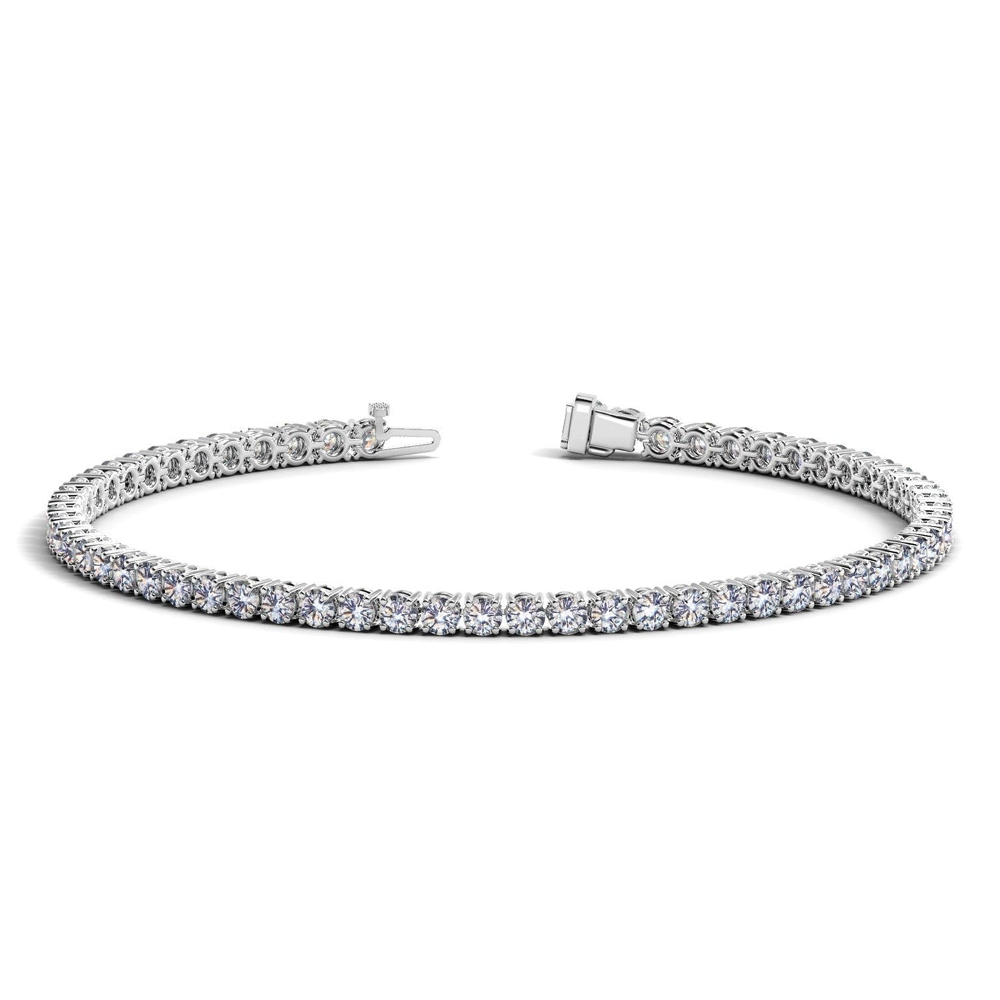 Pulsera de tenis de oro blanco de 14k con diamantes redondos cultivados en laboratorio (4 qtpc F/G VS2/SI1)