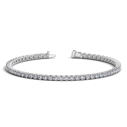 Pulsera de tenis de oro blanco de 14k con diamantes redondos cultivados en laboratorio (4 qtpc F/G VS2/SI1)