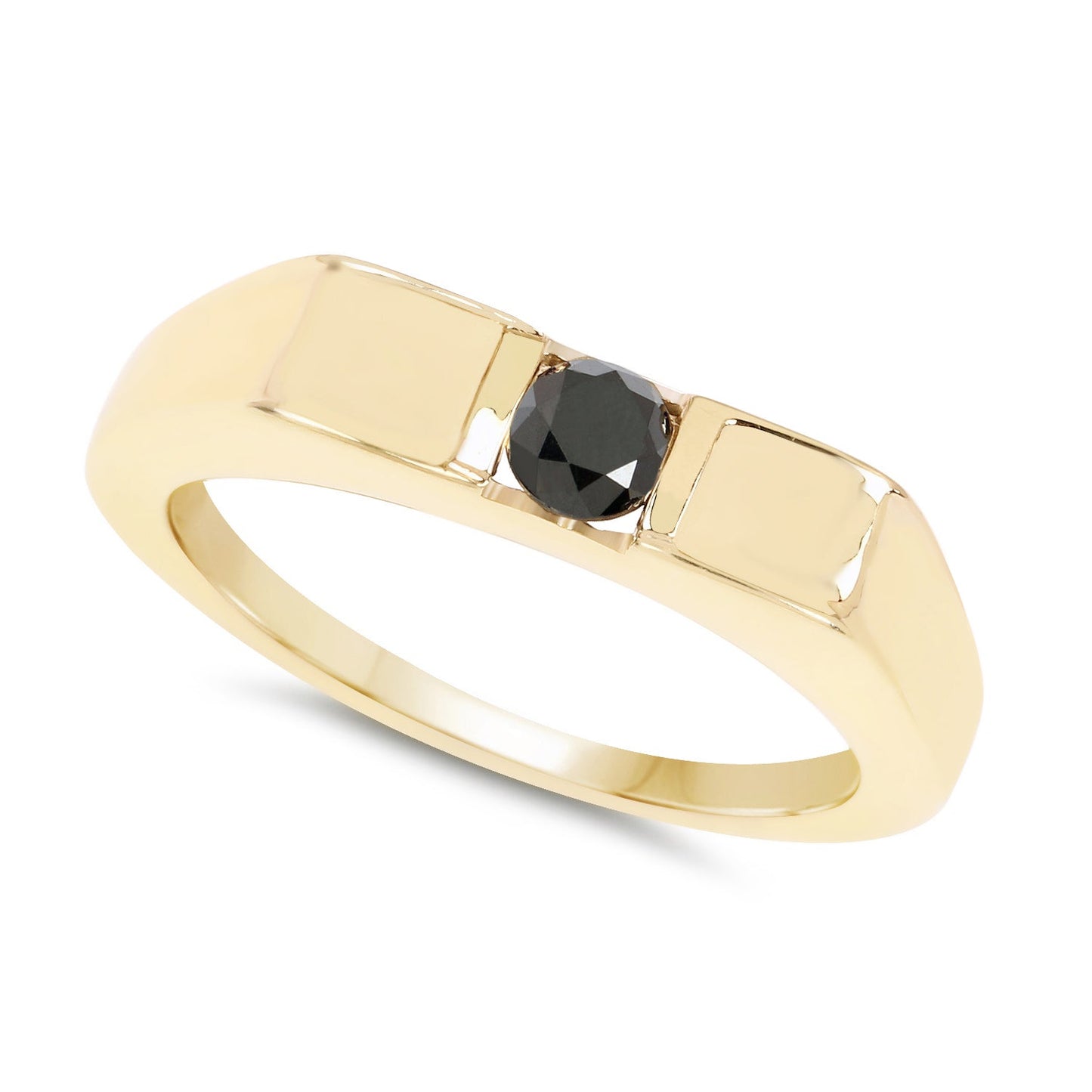Anillo de plata de ley .925 con diamante negro auténtico de 0,25 quilates