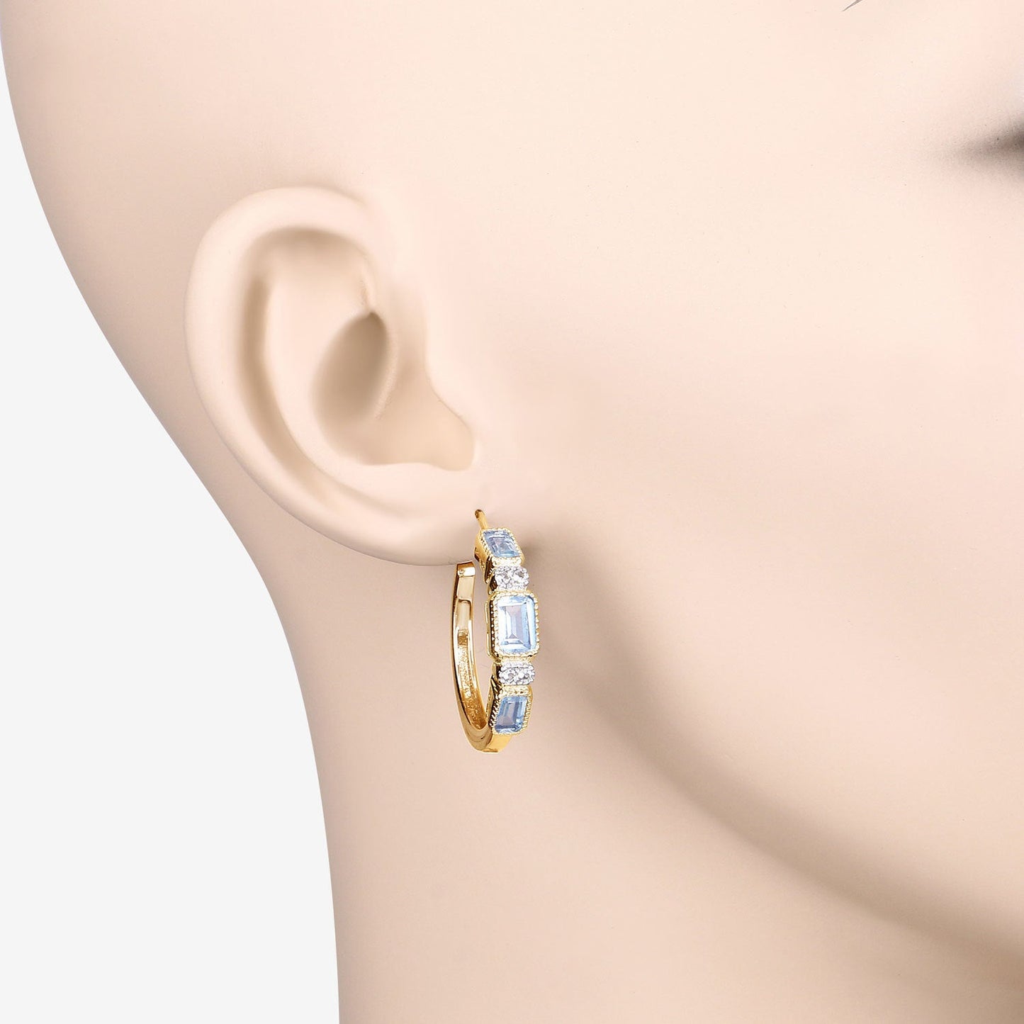 Pendientes de plata de ley .925 con topacio azul genuino de 2.66 quilates y topacio blanco