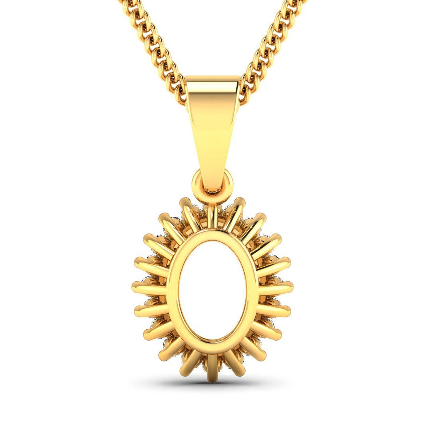 Colgante semimontado de oro amarillo de 14 quilates con diamante blanco genuino de 0,13 quilates - con gema ovalada de 8x6 mm