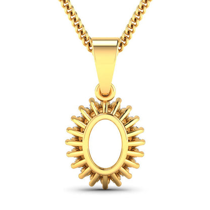 Colgante semimontado de oro amarillo de 14 quilates con diamante blanco genuino de 0,13 quilates - con gema ovalada de 8x6 mm