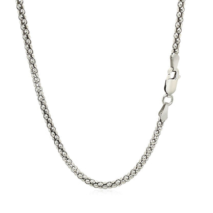 Cadena estilo Popcorn de plata de ley rodiada de 2,5 mm