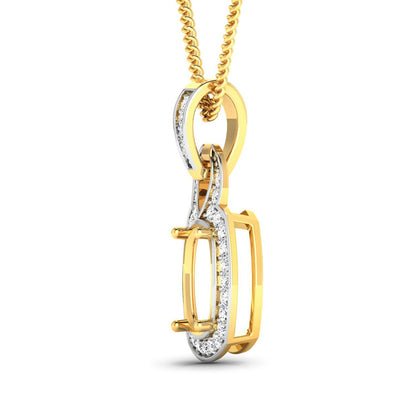 Colgante Semimontado de Oro Amarillo de 14K con Diamantes Blancos Genuinos de 0.25 Quilates - Para Gema de Talla Cojín de 9x7mm