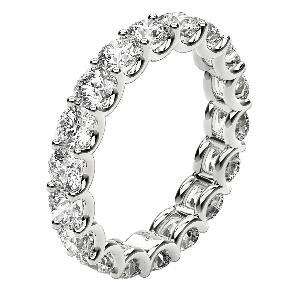 Anillo de eternidad de diamantes cultivados en laboratorio de talla redonda en oro blanco de 14k (2 ct. p.t. FG/VS2)