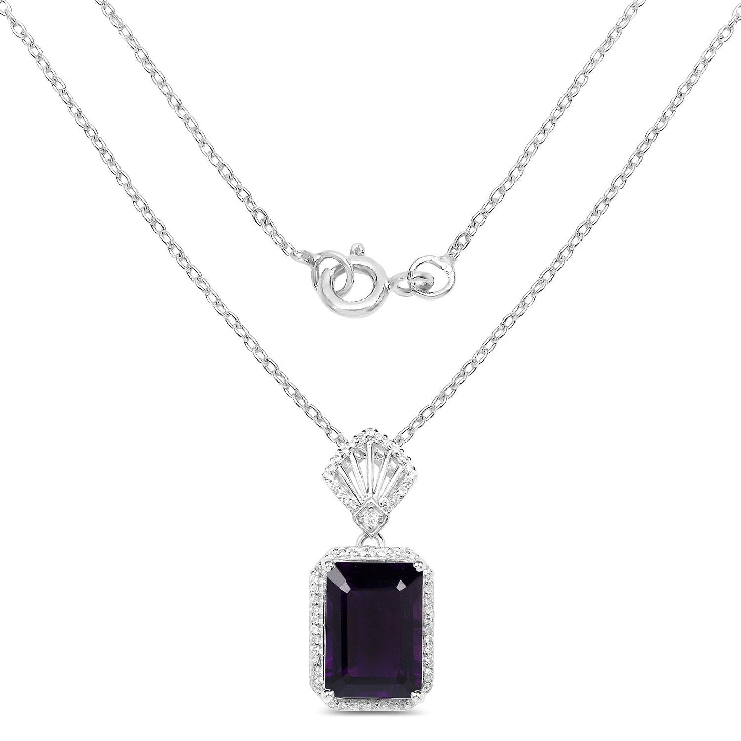 Colgante de plata esterlina .925 con amatista genuina y circonita blanca de 7.37 quilates