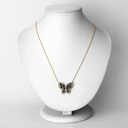 Collar de plata de ley .925 con zafiro azul auténtico de 2.16 quilates y circonitas blancas