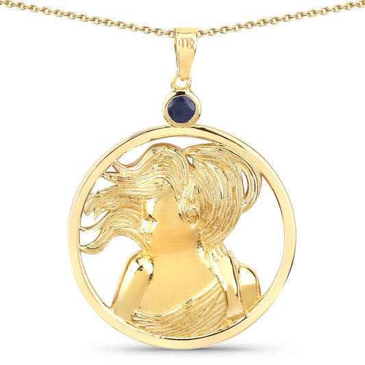 Colgante de plata de ley .925 con zafiro azul auténtico de 0,27 quilates