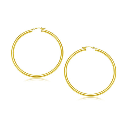 Pendientes de aro pulidos de oro amarillo de 10k (30 mm)