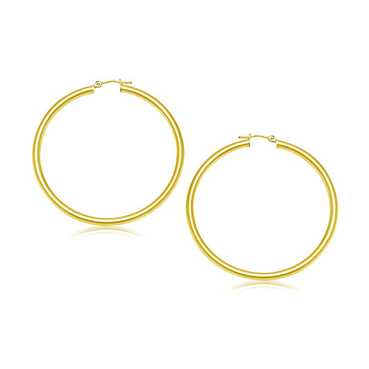 Pendientes de aro pulidos de oro amarillo de 10k (30 mm)