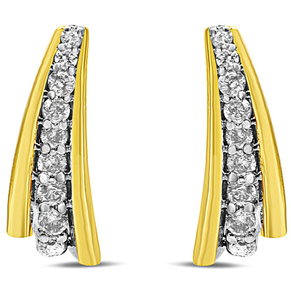 Pendientes Huggie Graduados con Diamantes Redondos de 0,50 ct en Plata Fina .925 Chapados en Oro Amarillo de 10K (Color I-J, Claridad I2-I3)