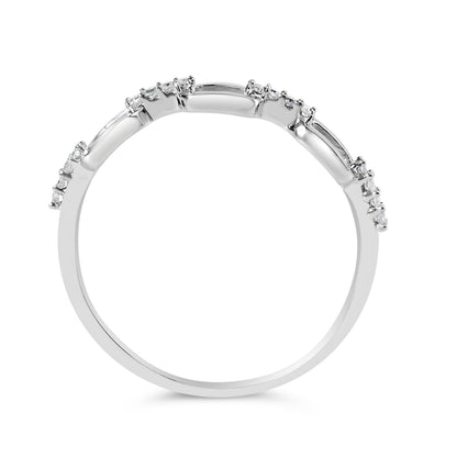 Anillo de banda con diseño de clip de plata de ley .925 con detalles de diamantes (color I-J, claridad I2-I3) - Talla de anillo 6