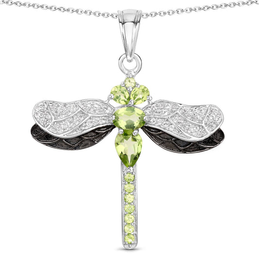 Colgante de plata de ley .925 con peridoto y topacio blanco genuinos de 1,98 quilates
