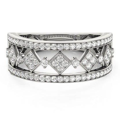 Anillo con motivo cuadrado con incrustaciones de diamantes en oro blanco de 14k (1/2 quilate en total)