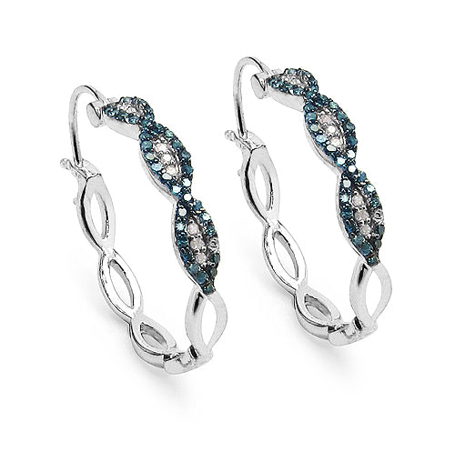 Pendientes de 0,52 quilates de diamante azul genuino y diamante blanco de plata de ley 925