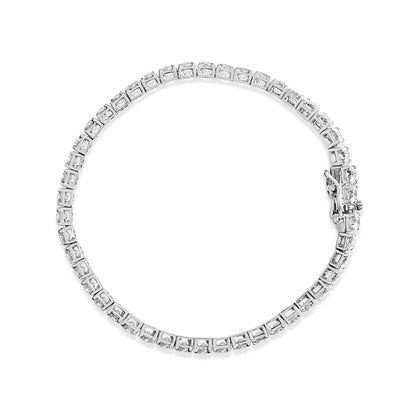Pulsera de tenis clásica de oro blanco de 14 quilates con diamantes redondos cultivados en laboratorio engastados con puntas de 5,00 quilates (color F-G, claridad VS2-SI1) - 7,25"