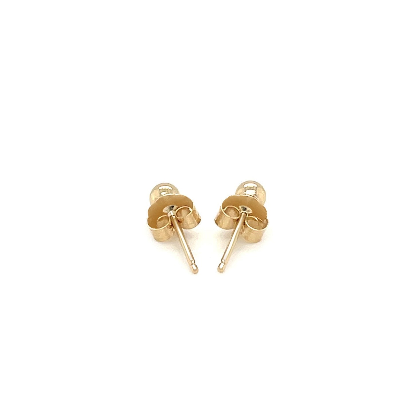 Pendientes de botón redondos pulidos de oro amarillo de 14k